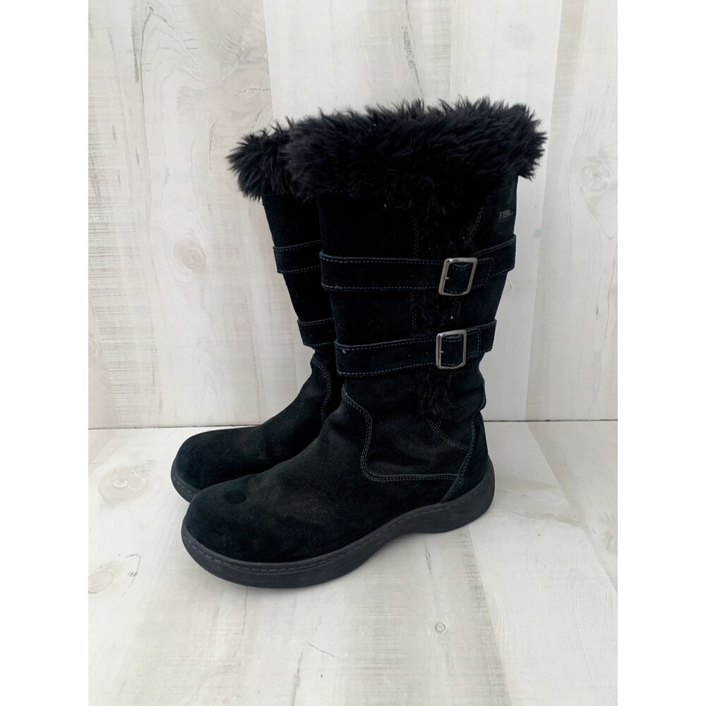 L.L. Bean Womens Black Snow Boots Nordic Insulated Size 9.5 Suede Zip Waterproof